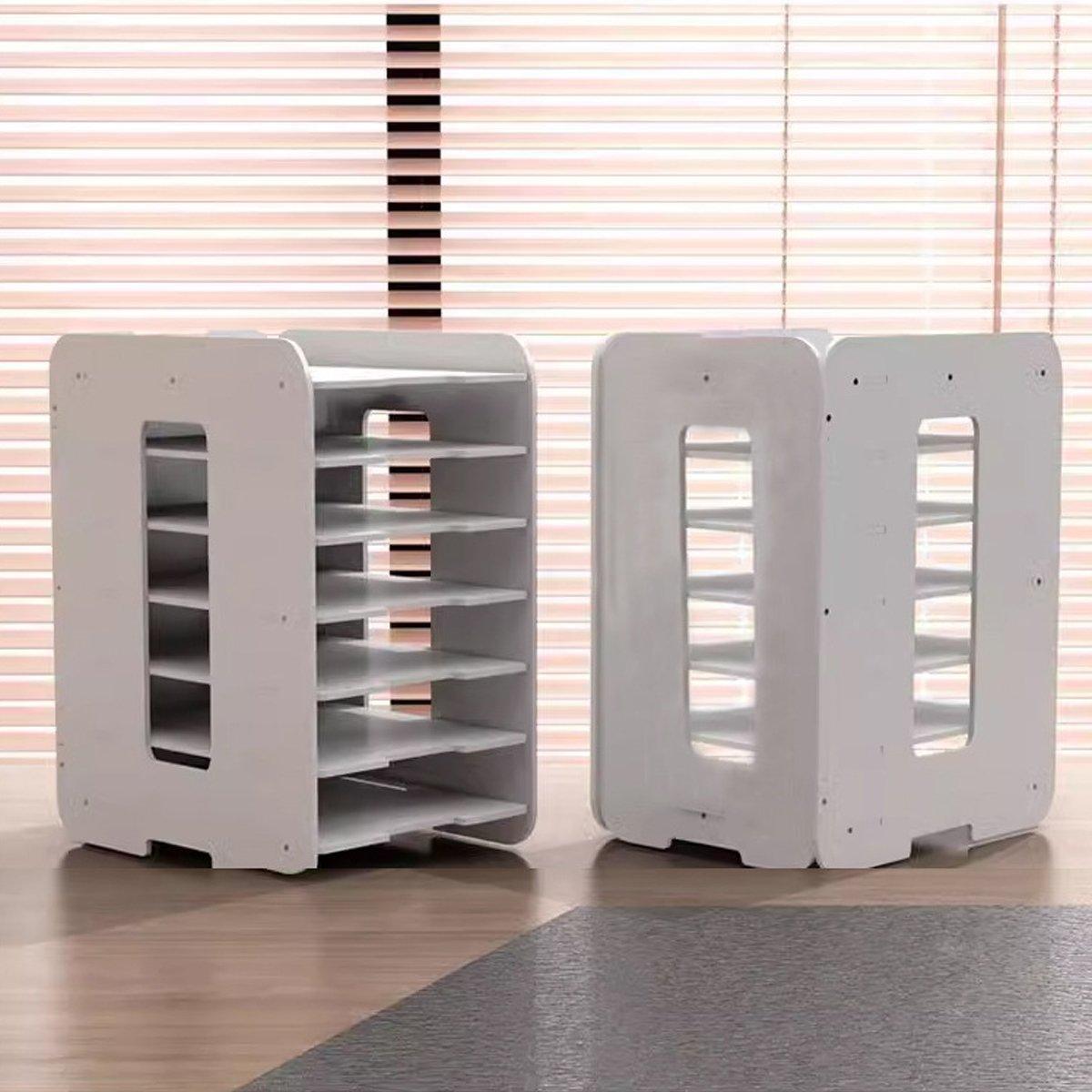 Multi-layer Desktop File Storage Rack with Pen Holder White