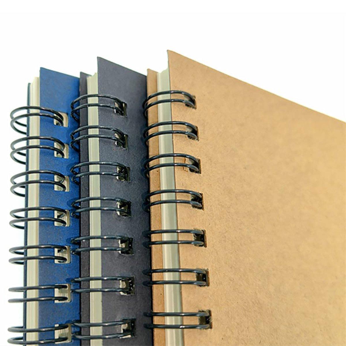 6 Pcs A5 Spiral Notebooks Kraft Cover Lined Paper