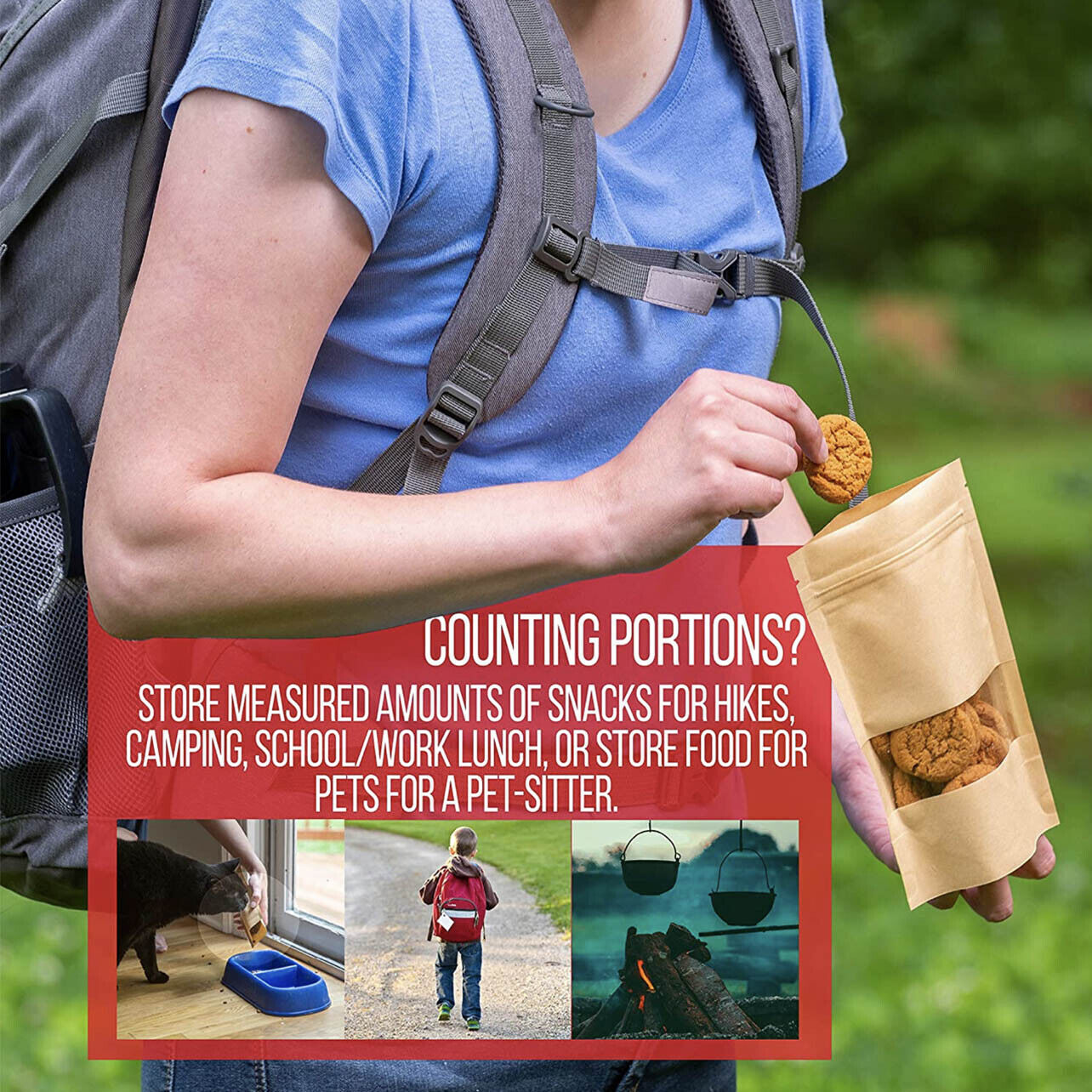 10–200 Pcs Kraft Stand Up Zip Lock Bags with Clear Window