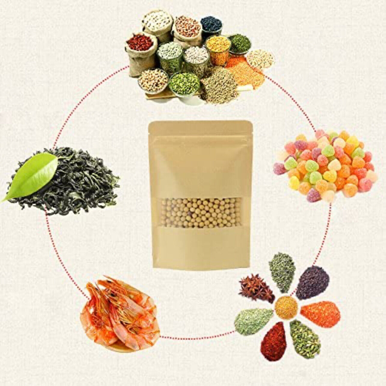 10–200 Pcs Kraft Stand Up Zip Lock Bags with Clear Window