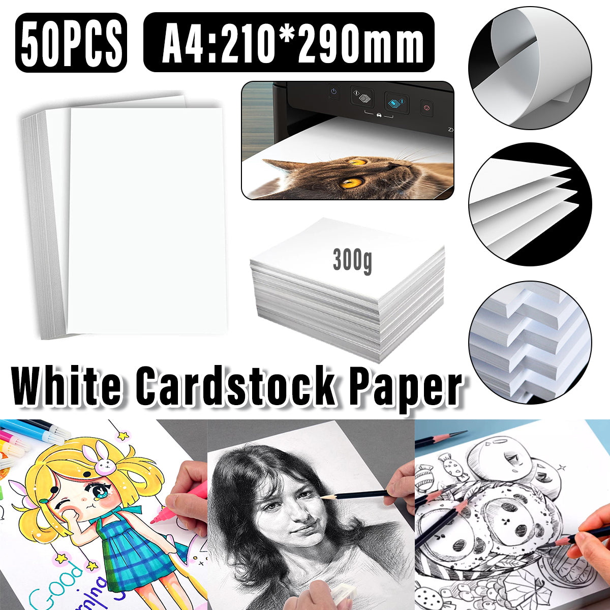 50 Pcs Cardstock White All-Wood Paper for Printing