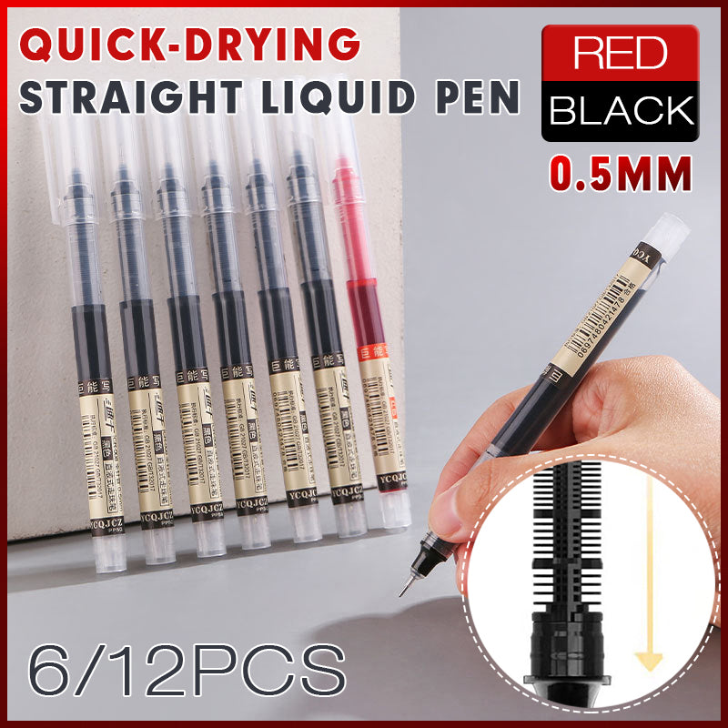 6/12 Pcs Rollerball Pens 0.5mm Liquid Ink Black or Red