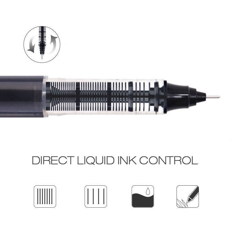 6/12 Pcs Rollerball Pens 0.5mm Liquid Ink Black or Red