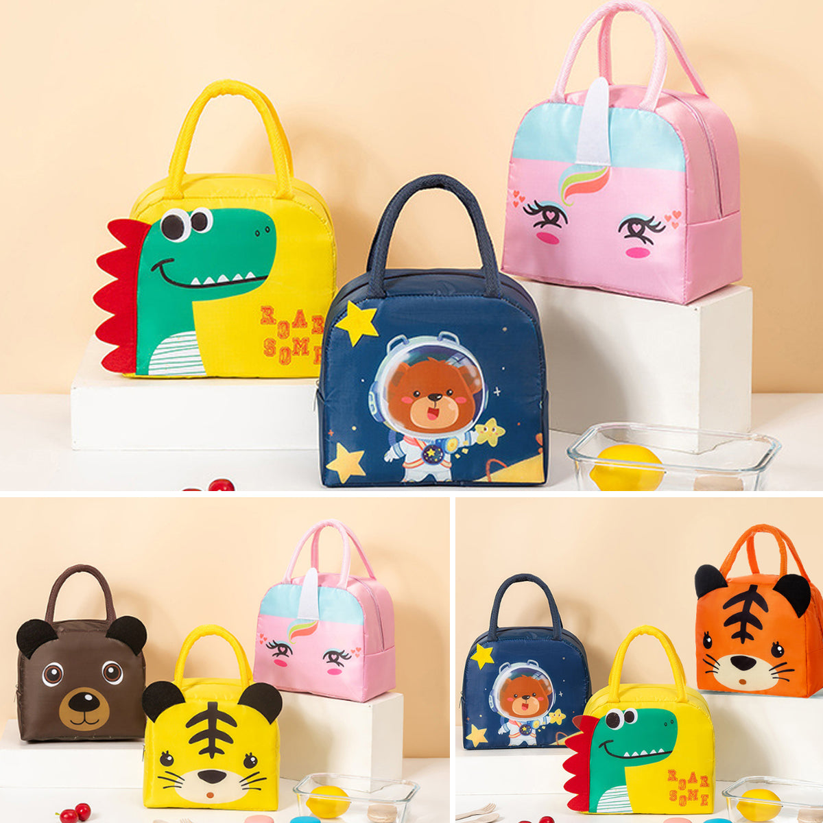 3D Bento Lunch Bag Cartoon Insulated Tote for Students