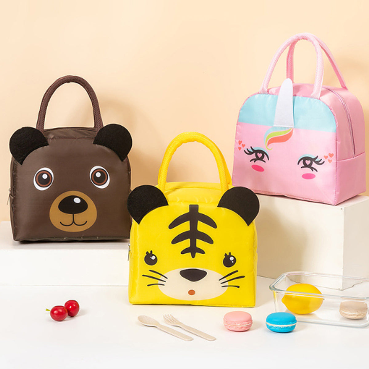 3D Bento Lunch Bag Cartoon Insulated Tote for Students