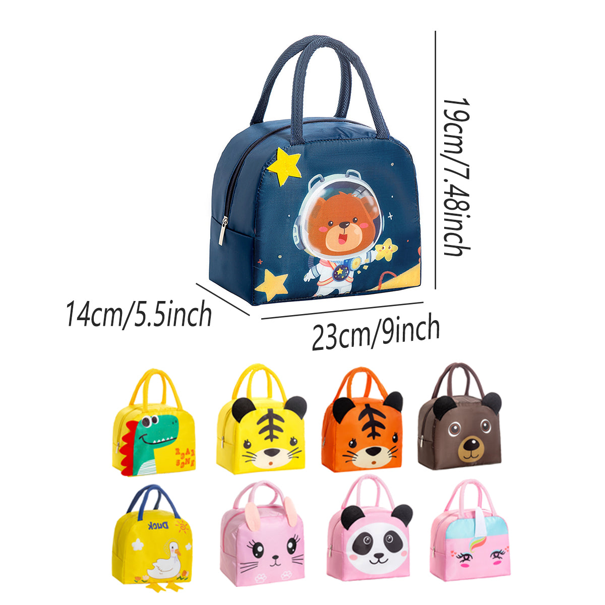 3D Bento Lunch Bag Cartoon Insulated Tote for Students