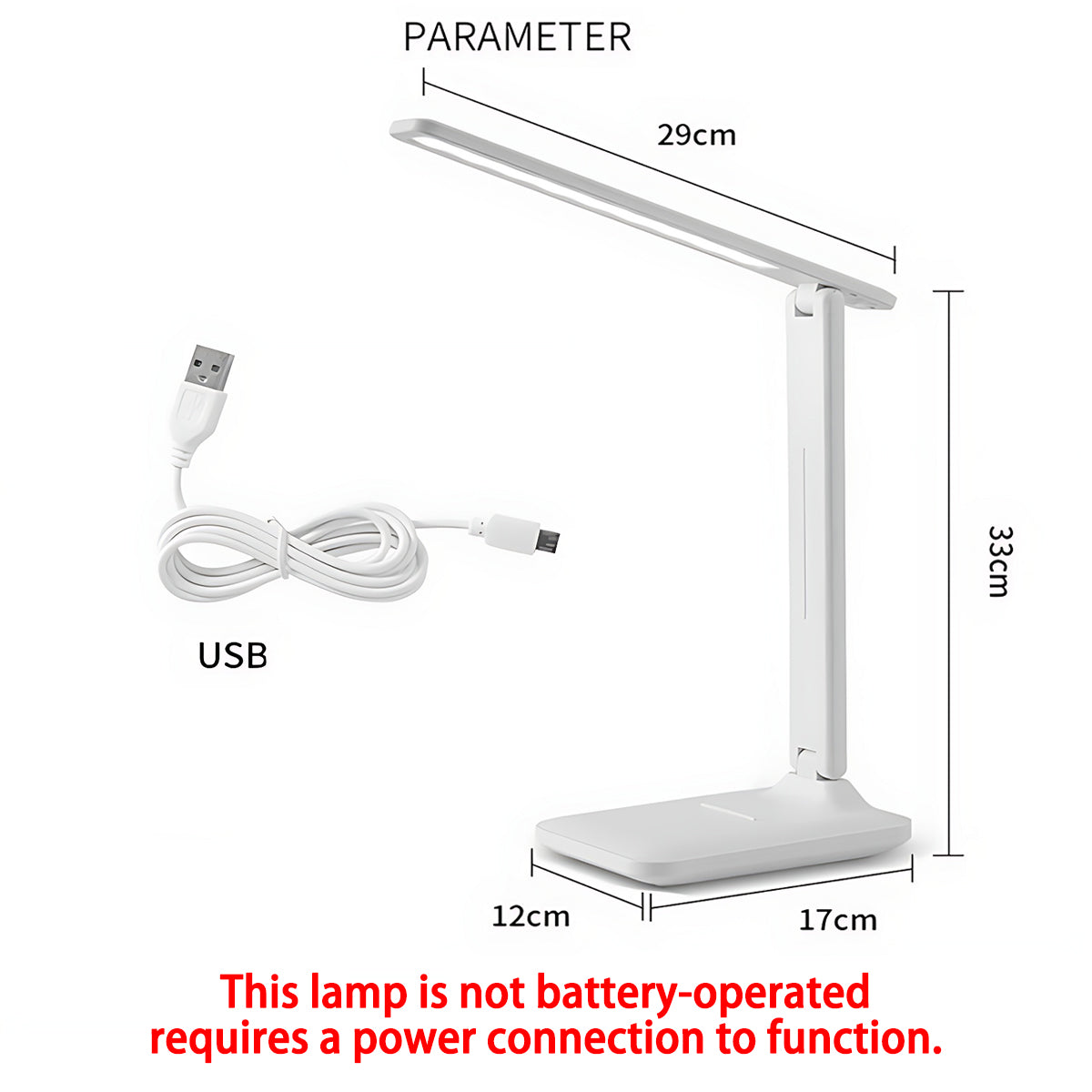 Touch LED Desk Lamp with USB Port and Dimmable Arm