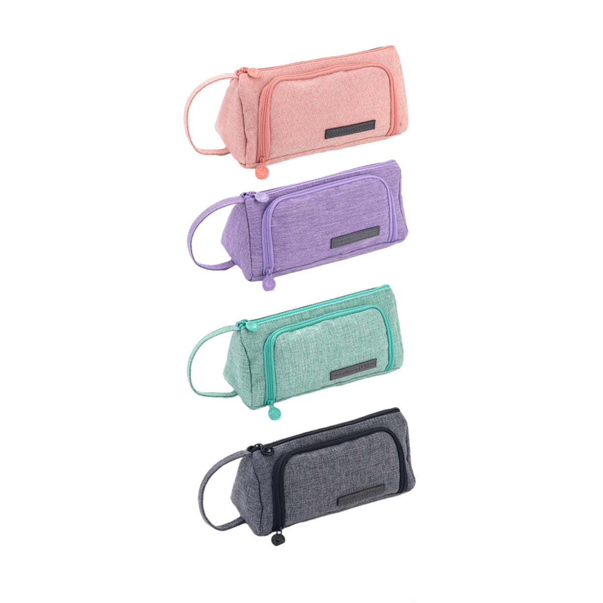 Pencil Case Large Capacity Cotton Linen with Mesh Pockets