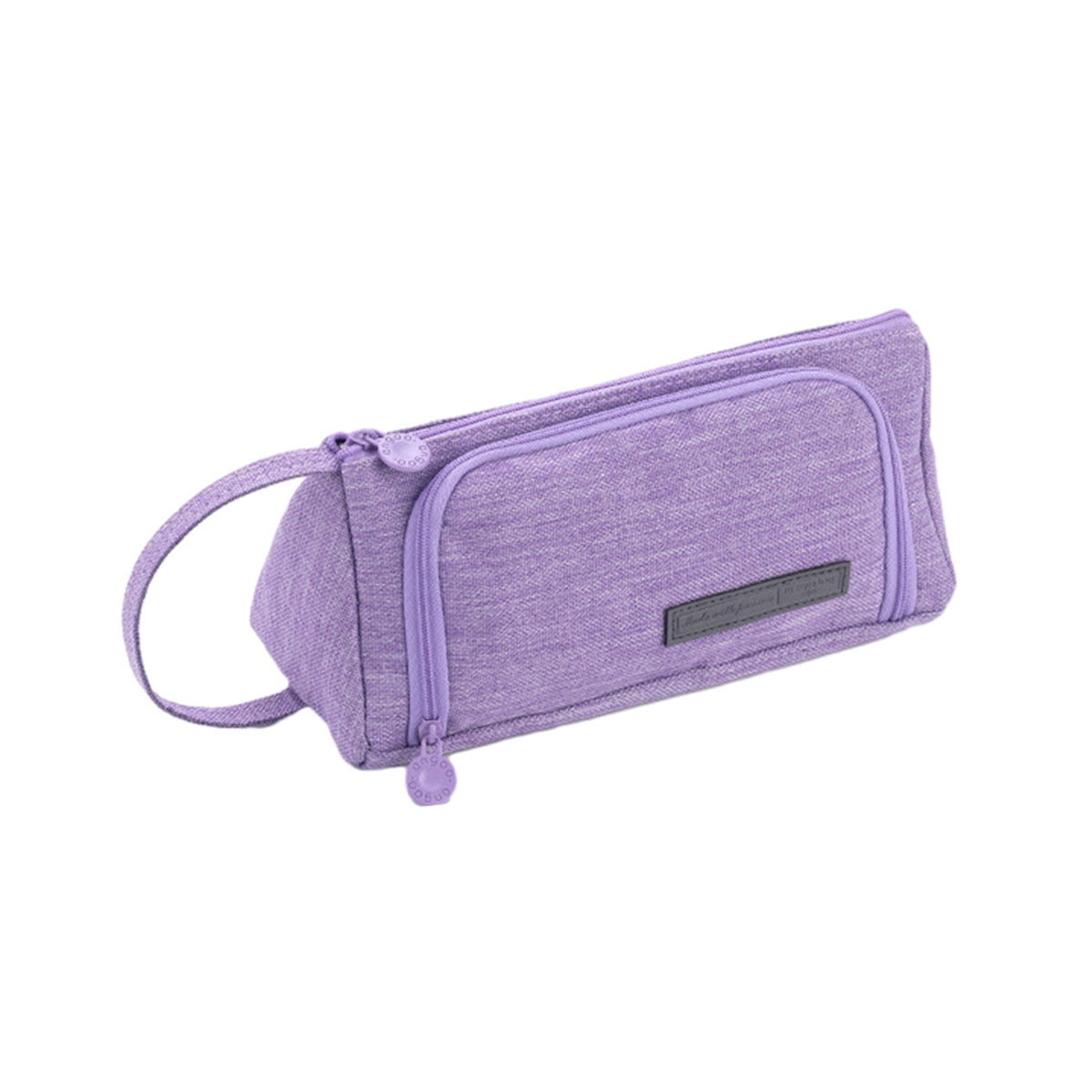 Pencil Case Large Capacity Cotton Linen with Mesh Pockets