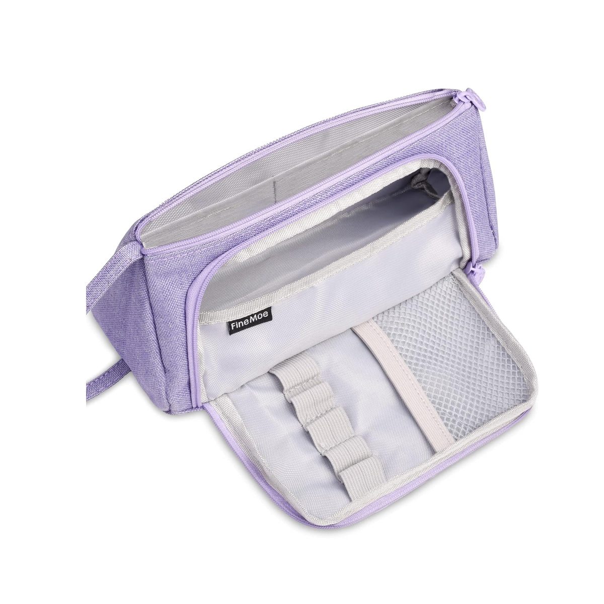 Pencil Case Large Capacity Cotton Linen with Mesh Pockets
