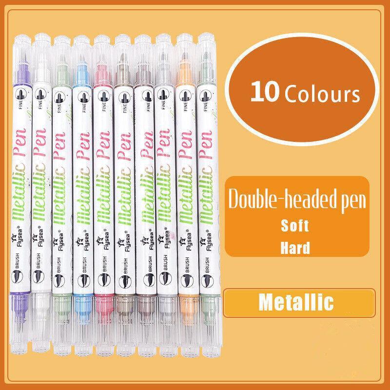10 Colours Double Head Shimmer Metallic Marker Pens for Photo Album