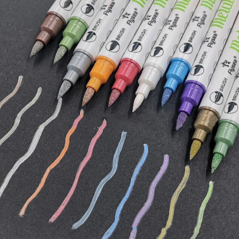 10 Colours Double Head Shimmer Metallic Marker Pens for Photo Album