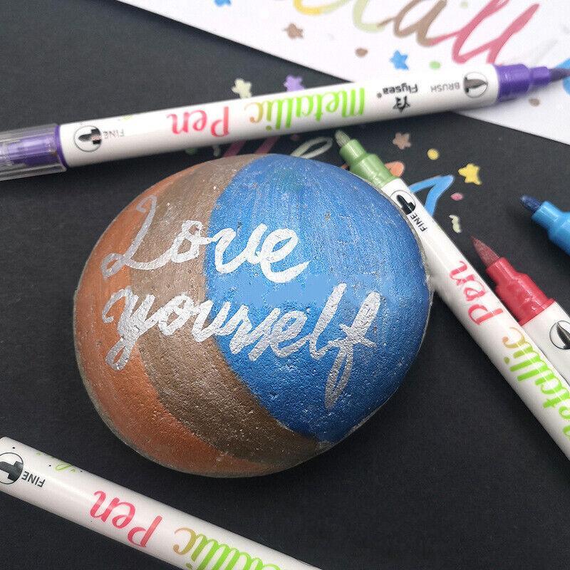 10 Colours Double Head Shimmer Metallic Marker Pens for Photo Album