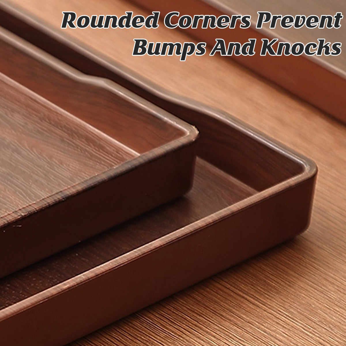 6pcs Wood-Grain ABS Rectangular Serving Trays
