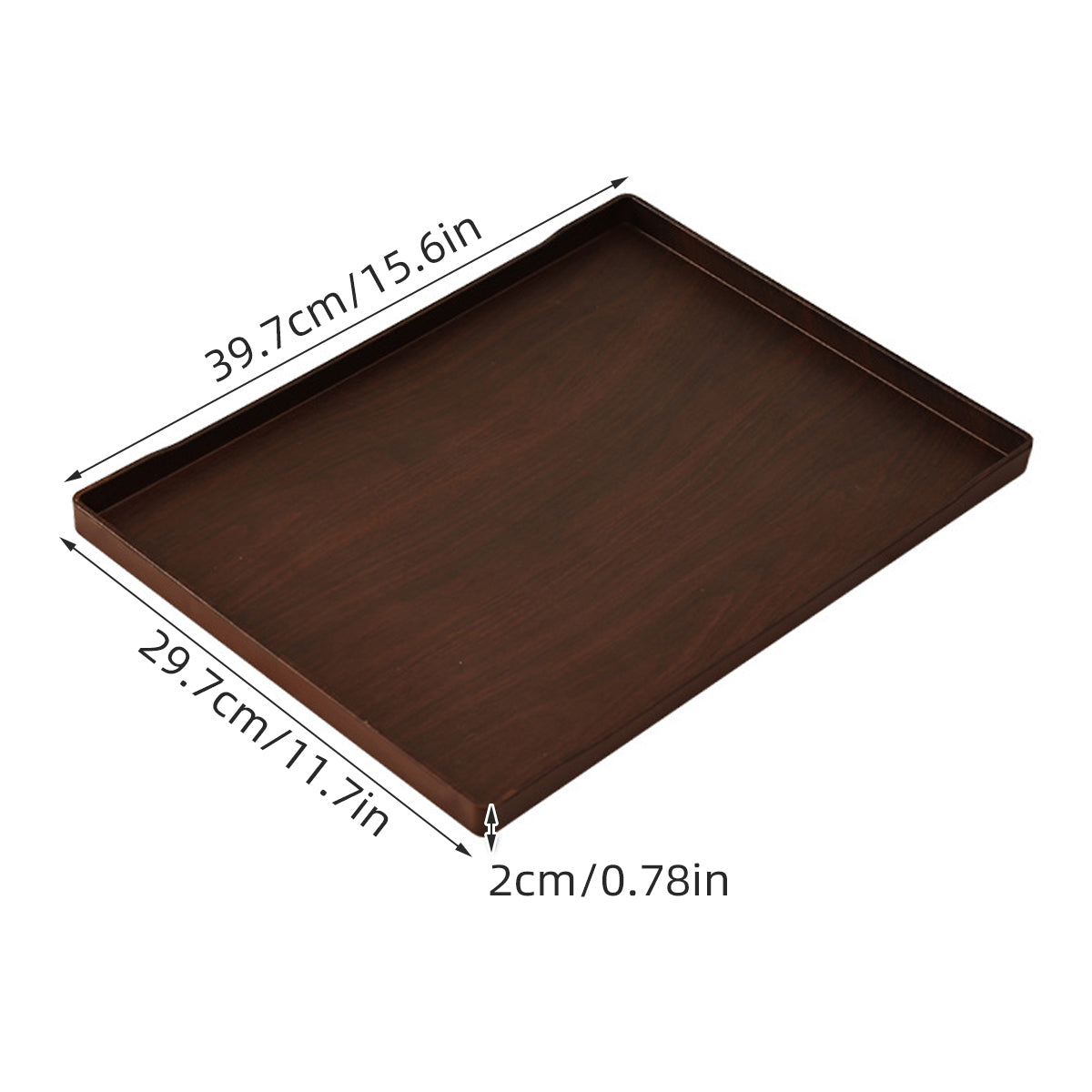 6pcs Wood-Grain ABS Rectangular Serving Trays