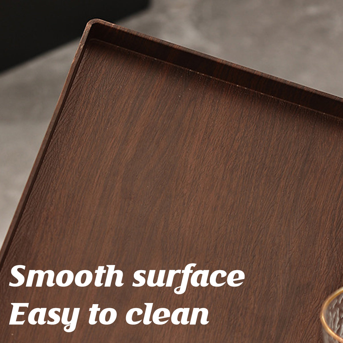 6pcs Wood-Grain ABS Rectangular Serving Trays