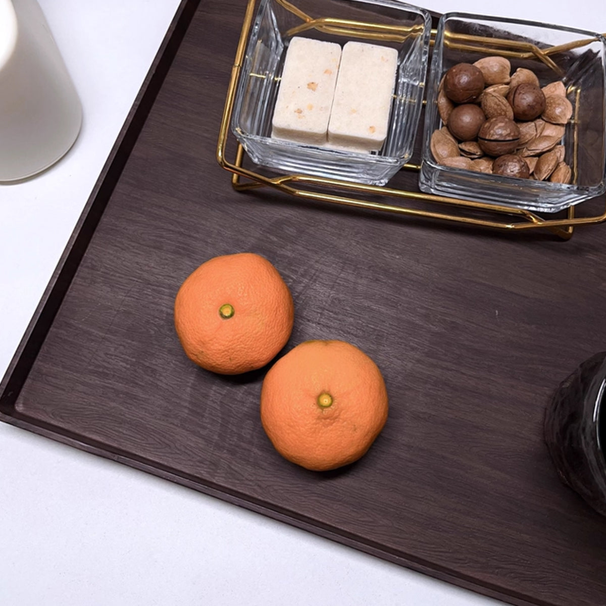 6pcs Wood-Grain ABS Rectangular Serving Trays