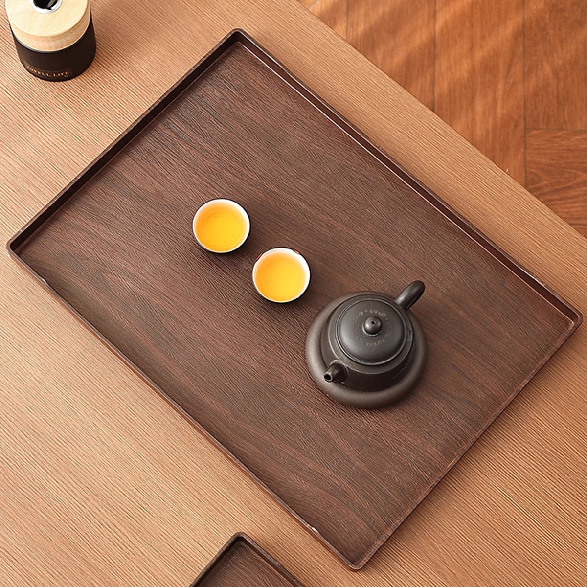 6pcs Wood-Grain ABS Rectangular Serving Trays
