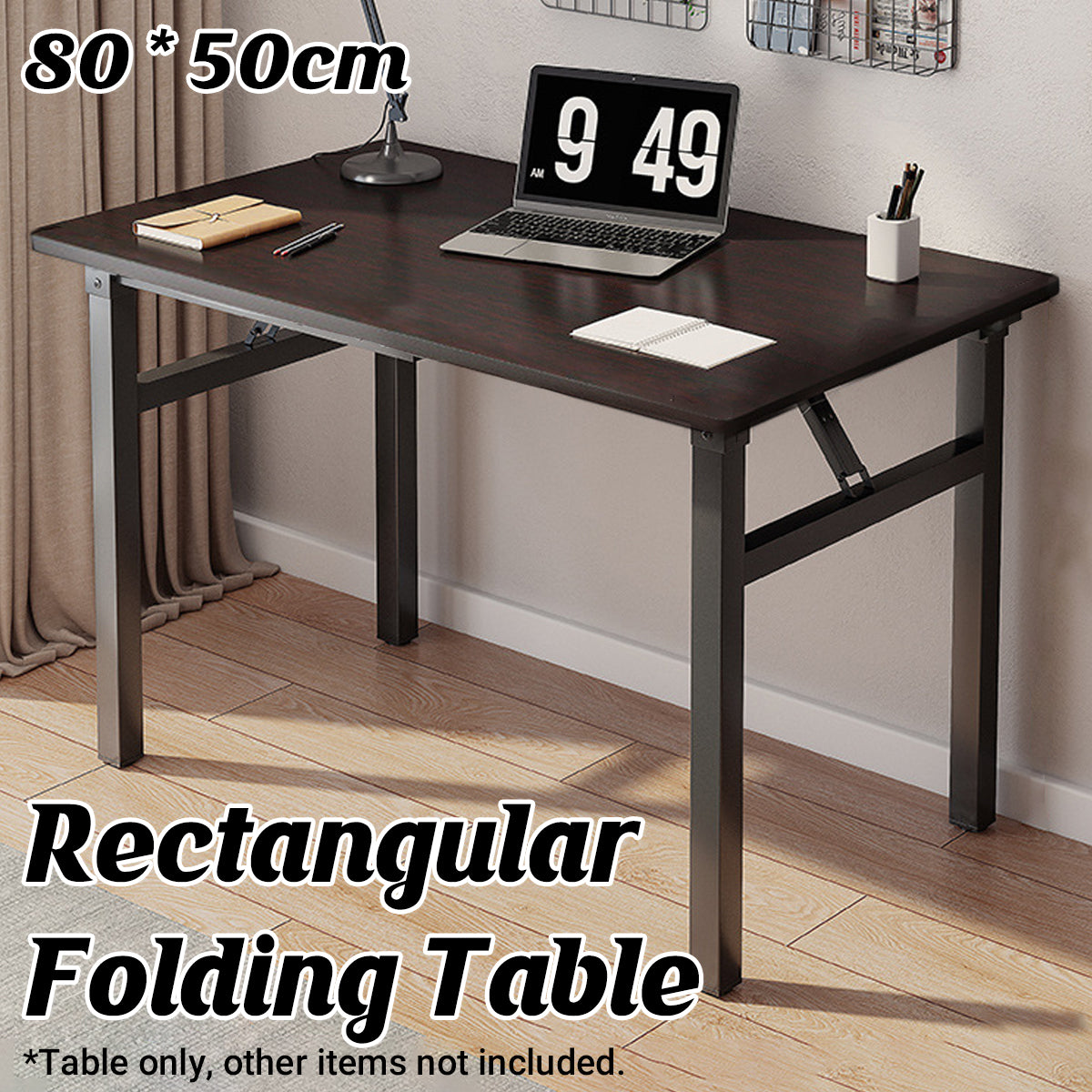Rectangular Folding Table with Adjustable Feet and Spacious Desktop