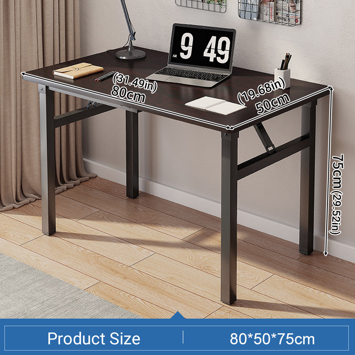 Rectangular Folding Table with Adjustable Feet and Spacious Desktop