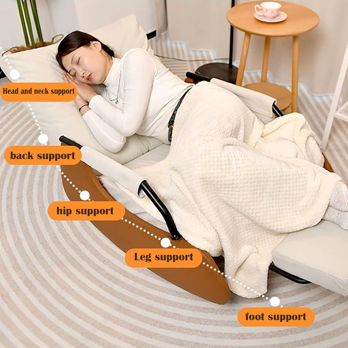 Foldable Recliner Chair 3-Level Adjustable Backrest
