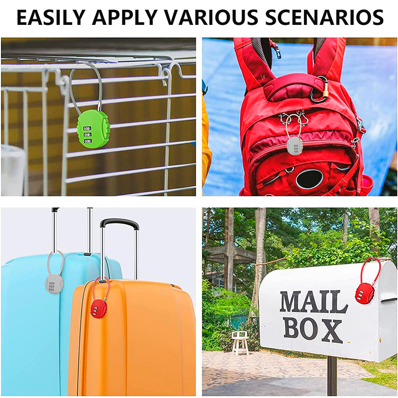 Combination Padlock 3 Digit Long Neck Luggage Lock for Bags and Lockers