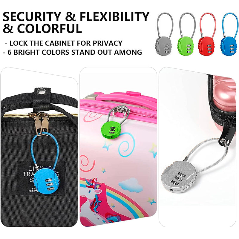 Combination Padlock 3 Digit Long Neck Luggage Lock for Bags and Lockers