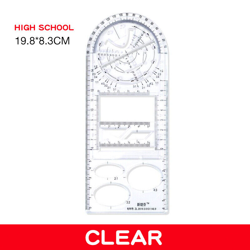 Multifunctional Geometric Ruler Student Mathematics Drawing Tools