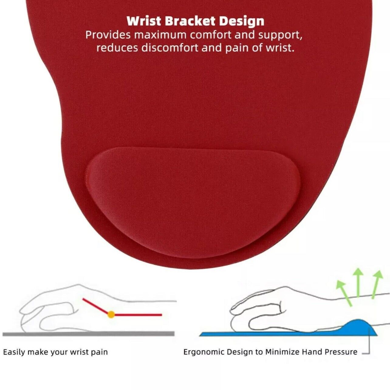 Ergonomic Wrist Support Mouse Pad Lycra Anti-Slip Ultralight