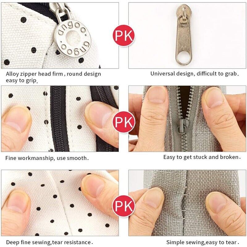 Zipper Pencil Case Large Capacity Canvas with 3 Compartments