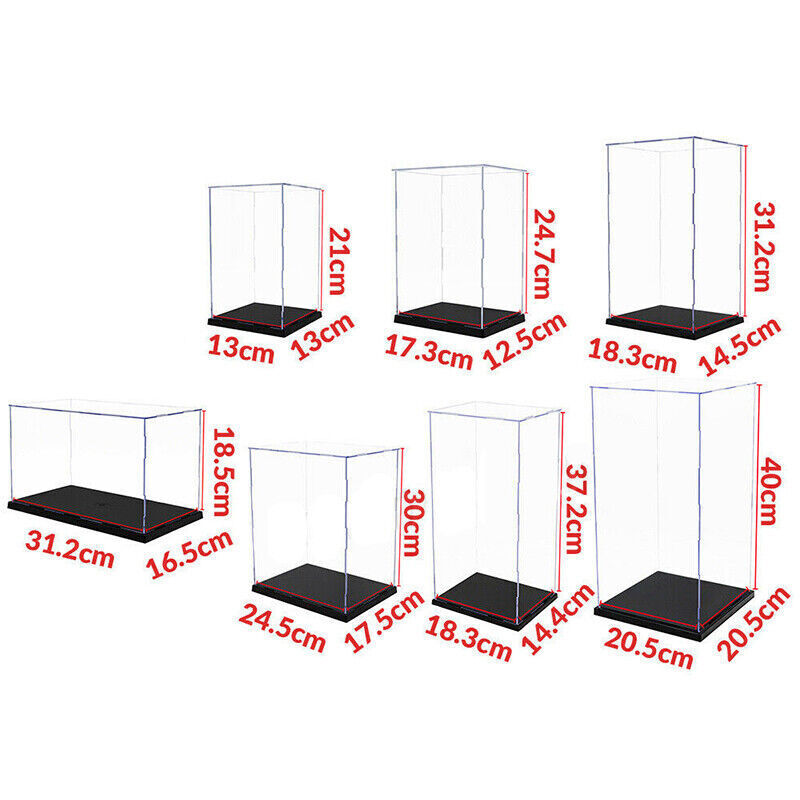 Acrylic Display Case Clear Box Dustproof Self-Install 40cm