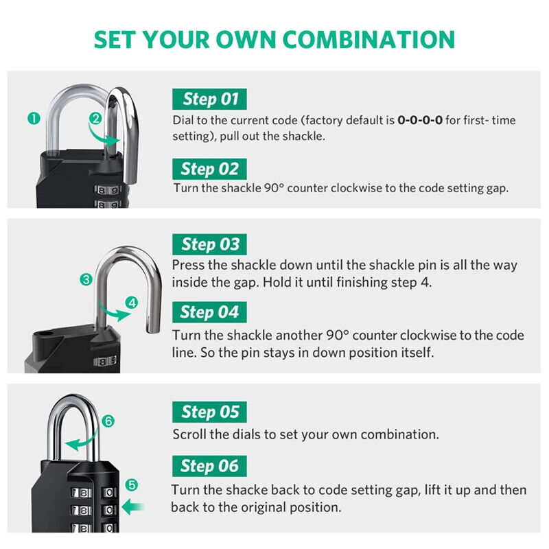 4 Digit Combination Padlock Waterproof Metal Security Lock