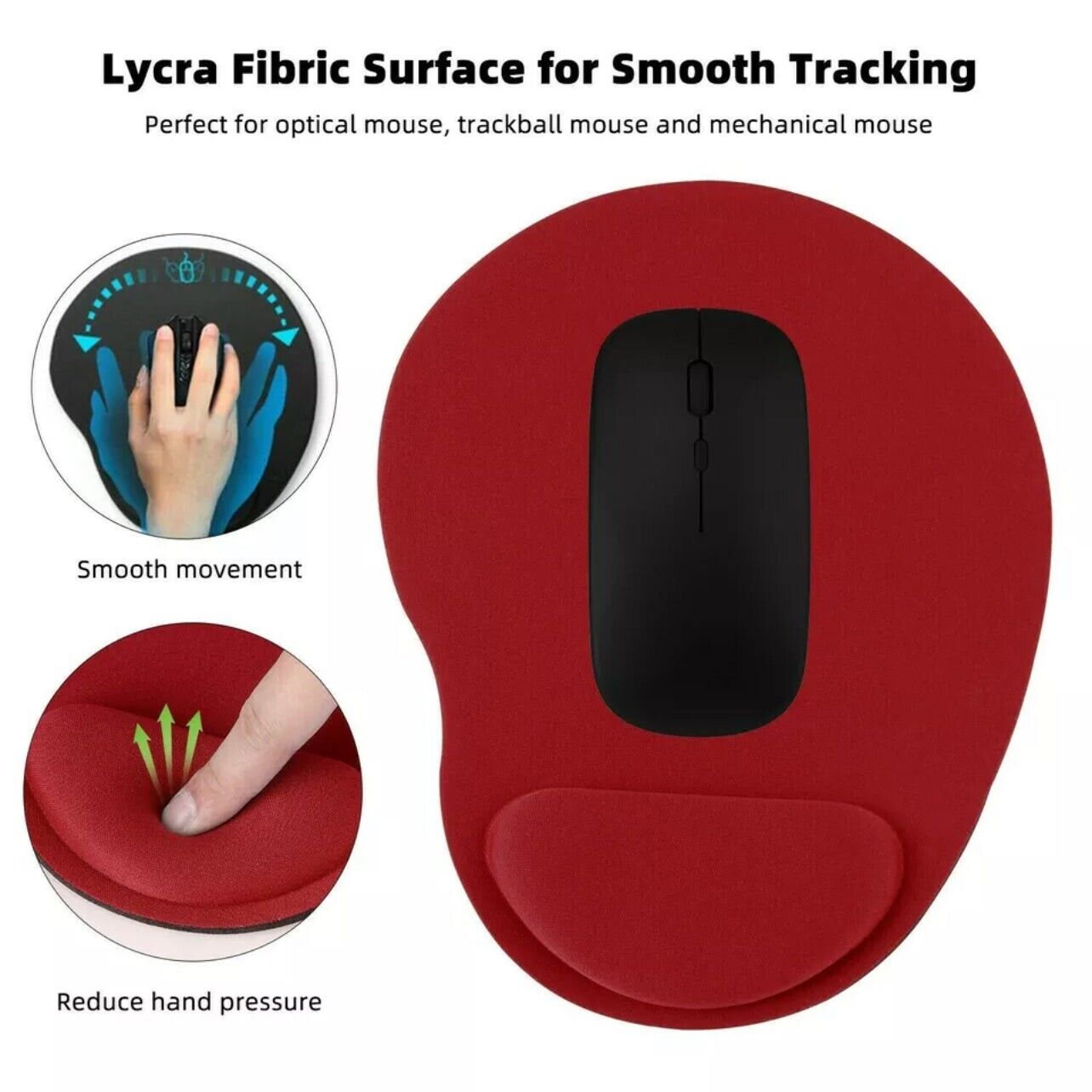 Ergonomic Wrist Support Mouse Pad Lycra Anti-Slip Ultralight