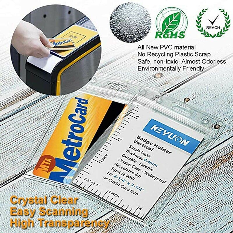 20pcs Clear ID Card Holder Pouches with Ziplock