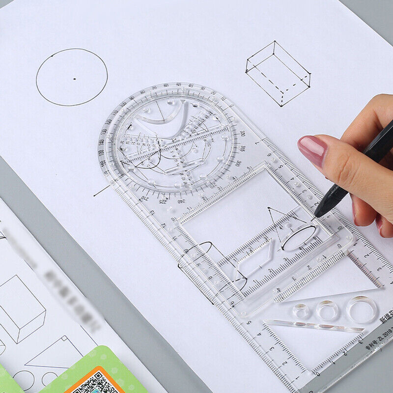 Multifunctional Geometric Ruler Student Mathematics Drawing Tools