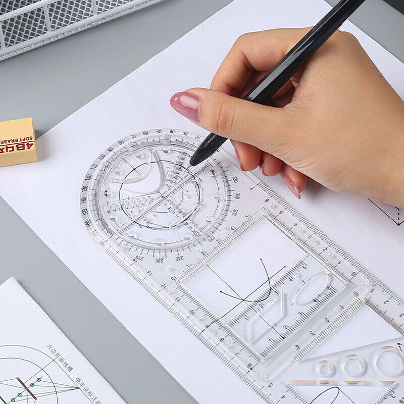 Multifunctional Geometric Ruler Student Mathematics Drawing Tools