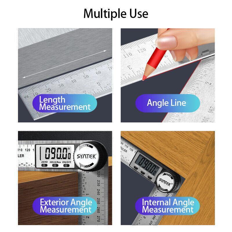 0-360° Digital Angle Finder 200mm Stainless Steel Ruler