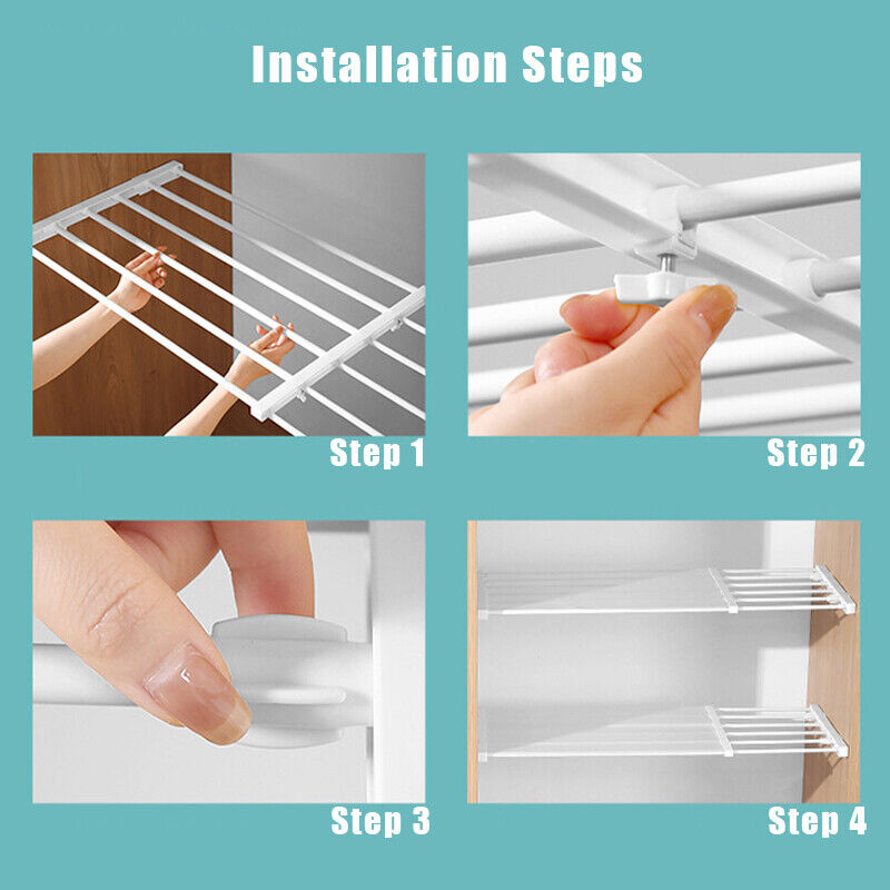 Adjustable Closet Shelf Organiser with Hanger Rod
