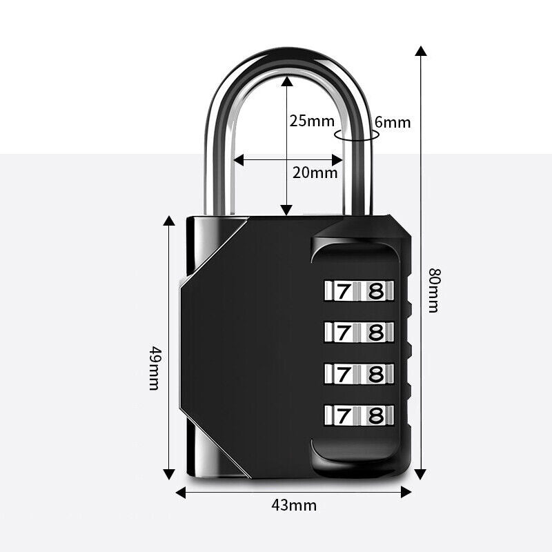 4 Digit Combination Padlock Waterproof Metal Security Lock