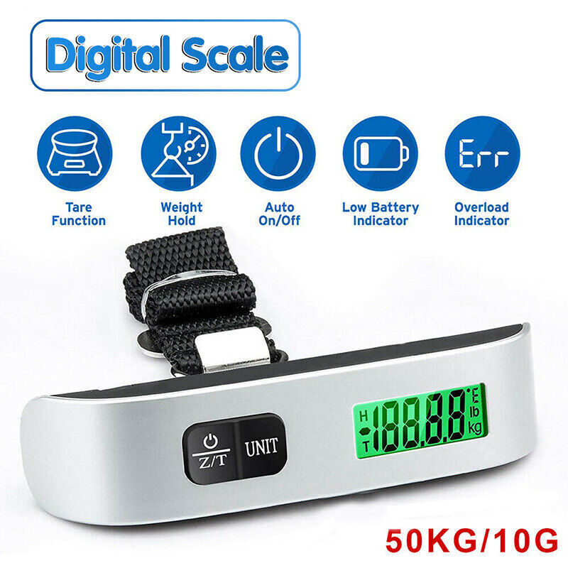 Portable Digital Luggage Scale LCD 50kg 10g Travel Weight Tool