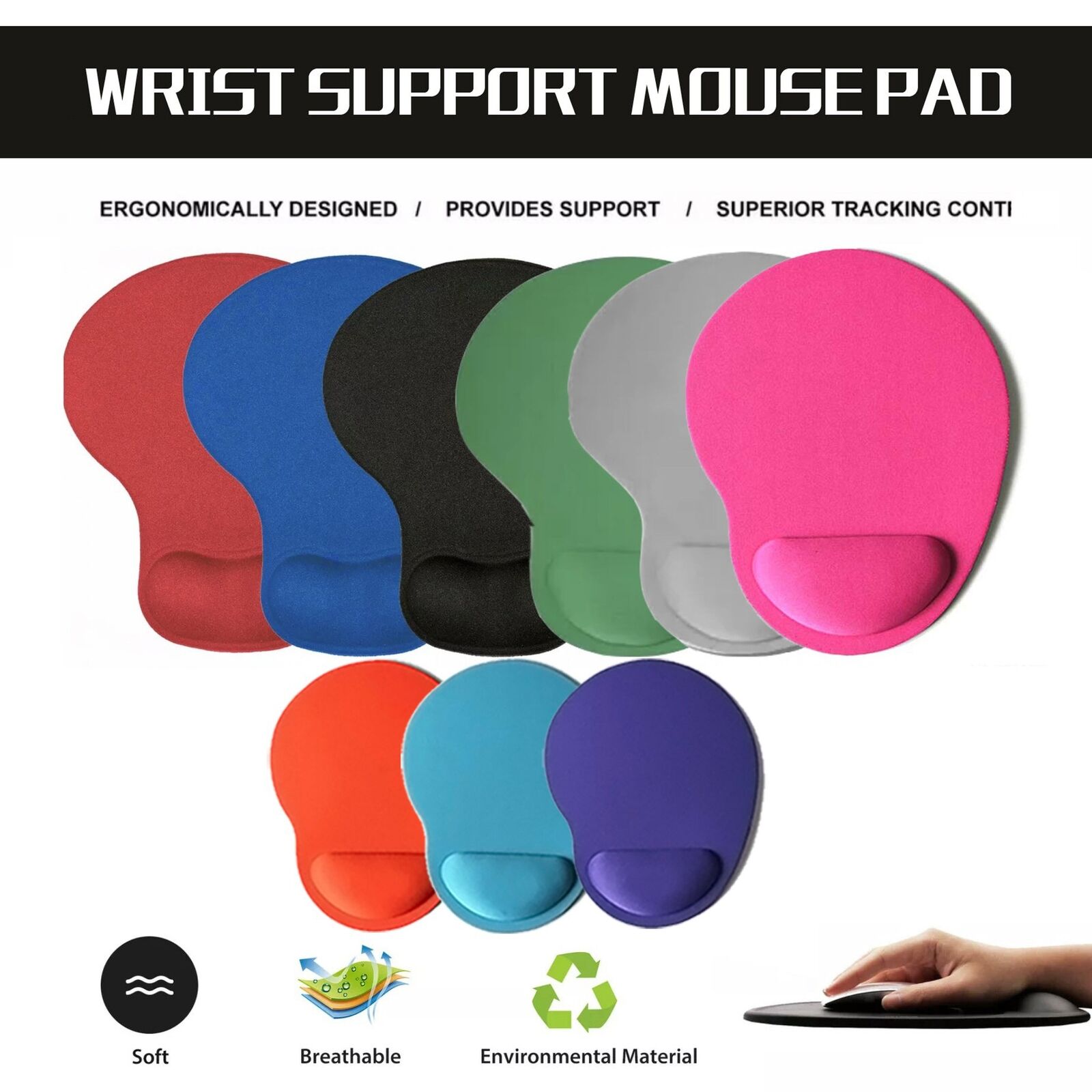 Ergonomic Wrist Support Mouse Pad Lycra Anti-Slip Ultralight