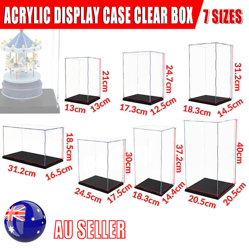 Acrylic Display Case Clear Box Dustproof Self-Install 40cm