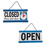 Open Closed Door Sign with Return Clock for Shops