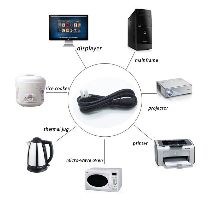 3 Pin Power Cord Lead Cable for PC Monitor Printer 250V 10A