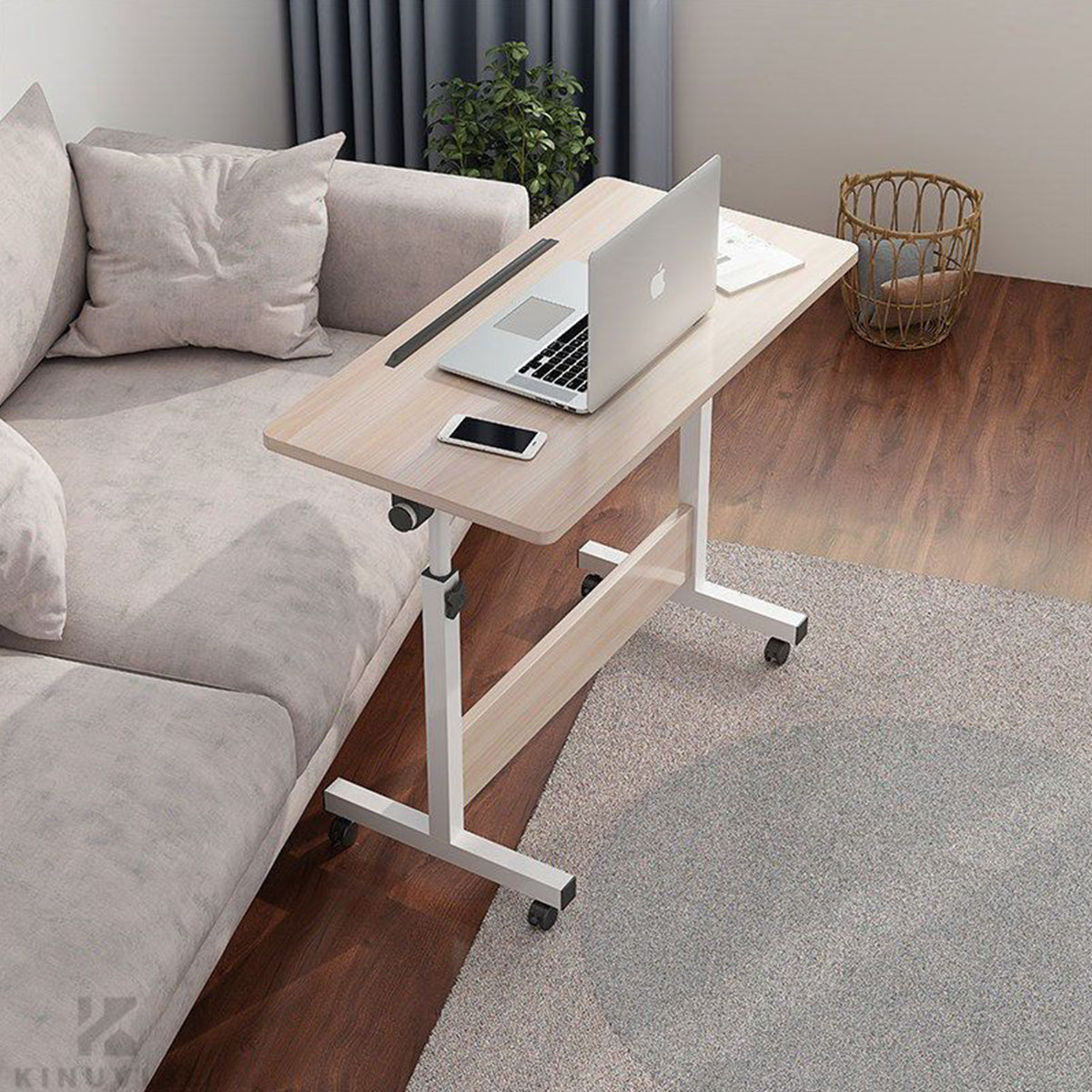 Moveable Foldable Table with Wheels Adjustable Height