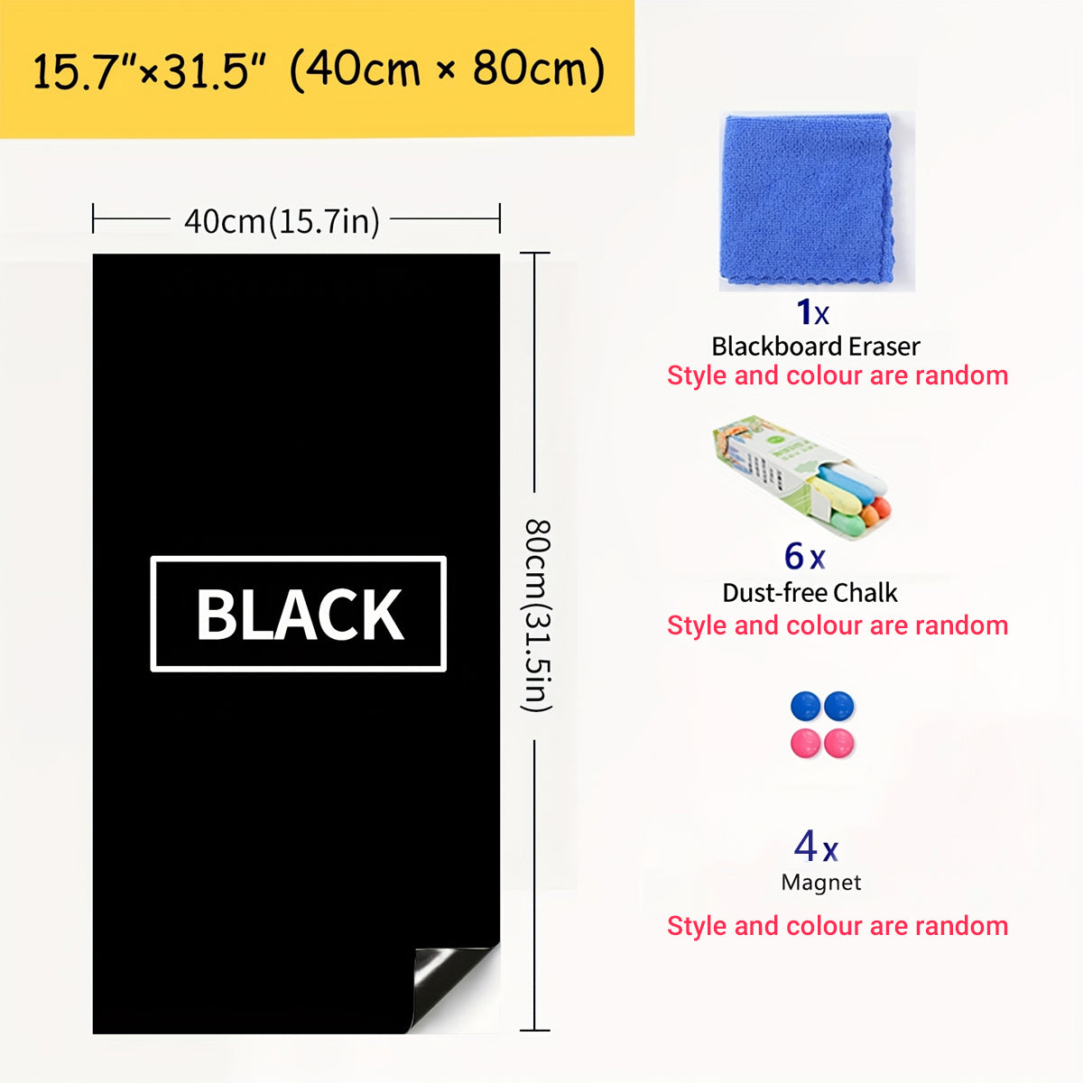 Magnetic Blackboard Sticker 40 x 80 cm with Adhesive