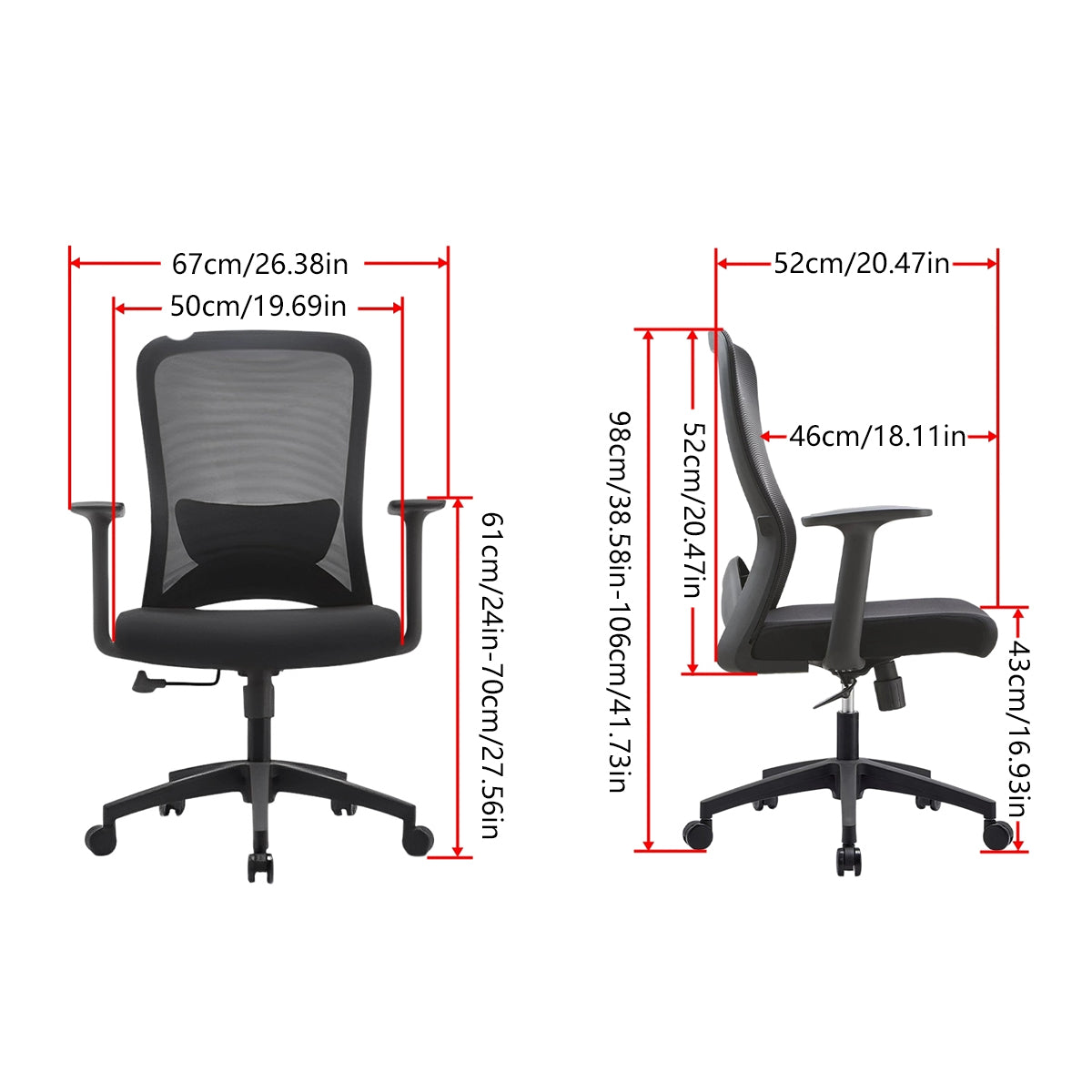 Ergonomic Mesh Office Chair with Adjustable Recline Black