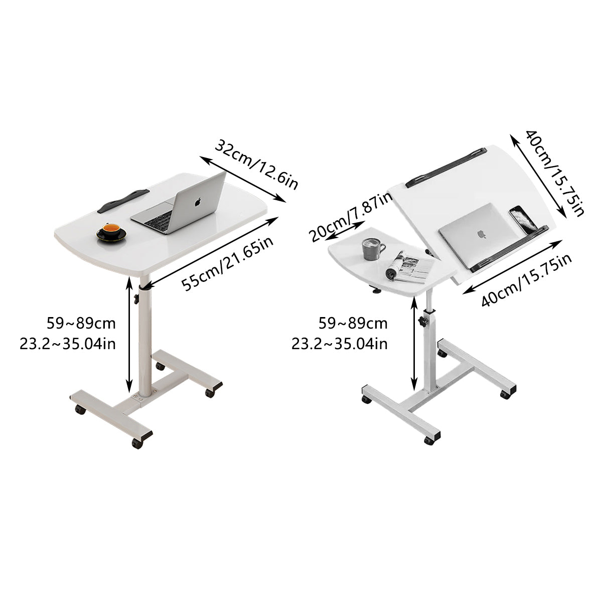 Adjustable Laptop Desk Bedside Folding Table with Tiltable Top