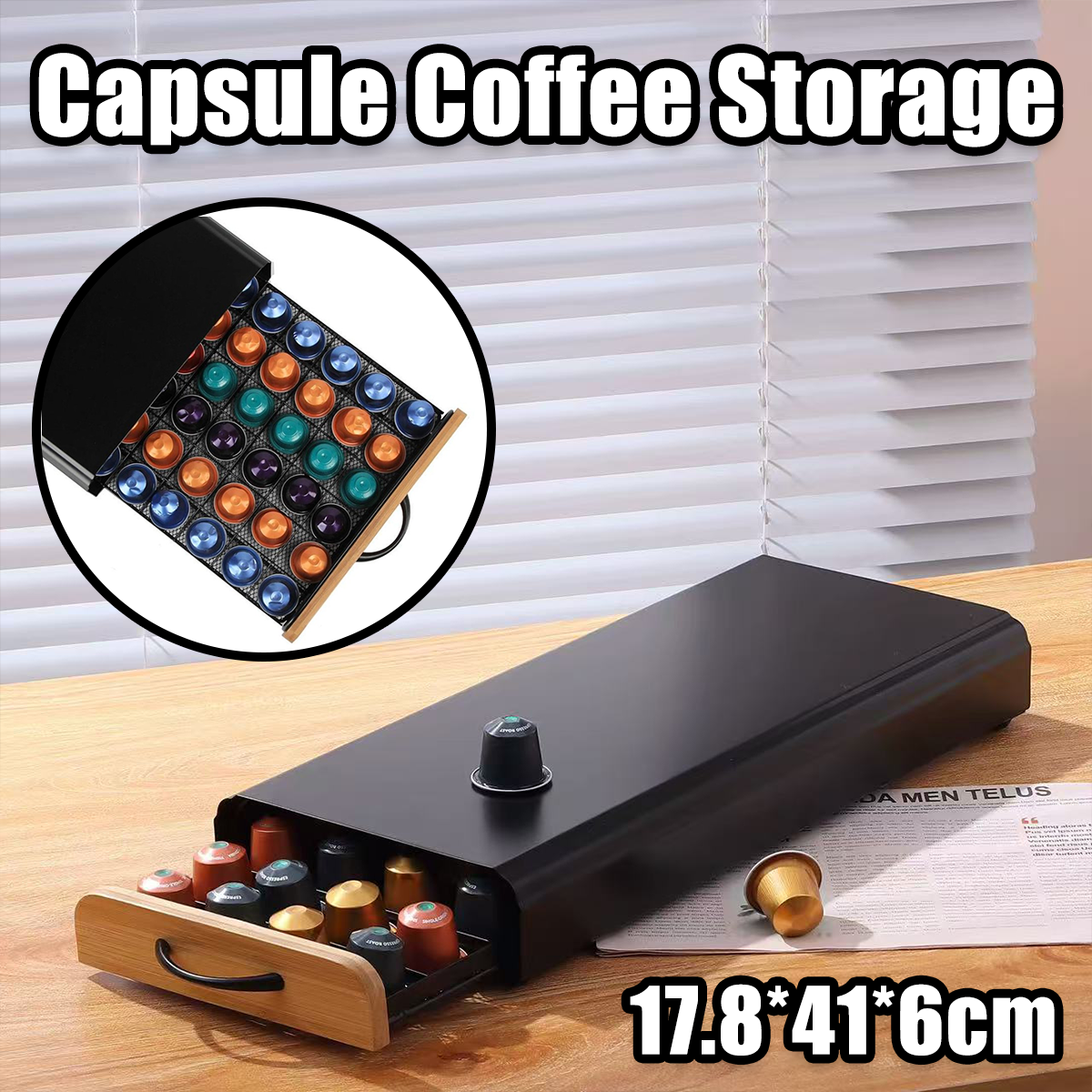 Metal Capsule Coffee Storage Box for 40 Pods