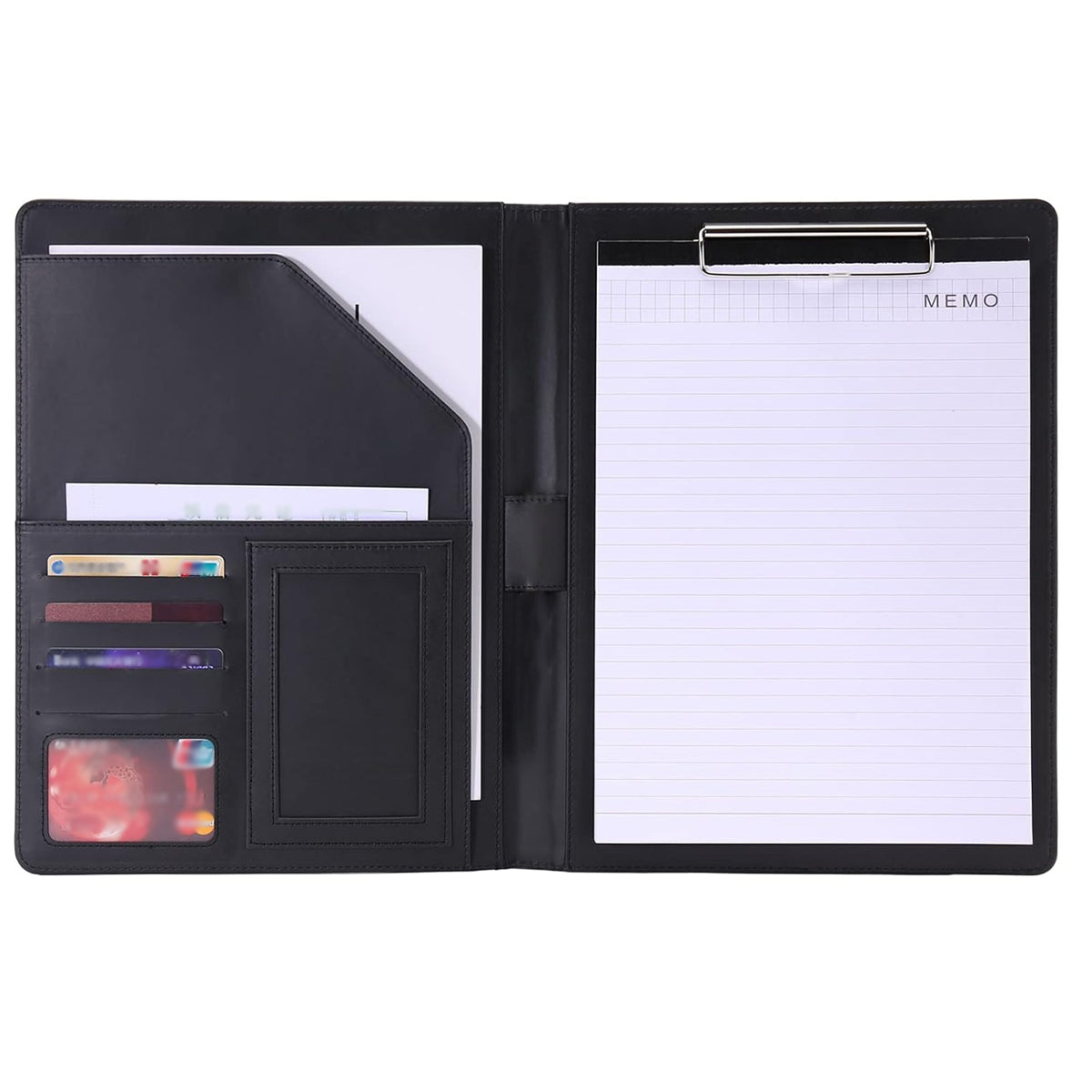 A4 Business File Folder PU Leather with Notebook Clipboard